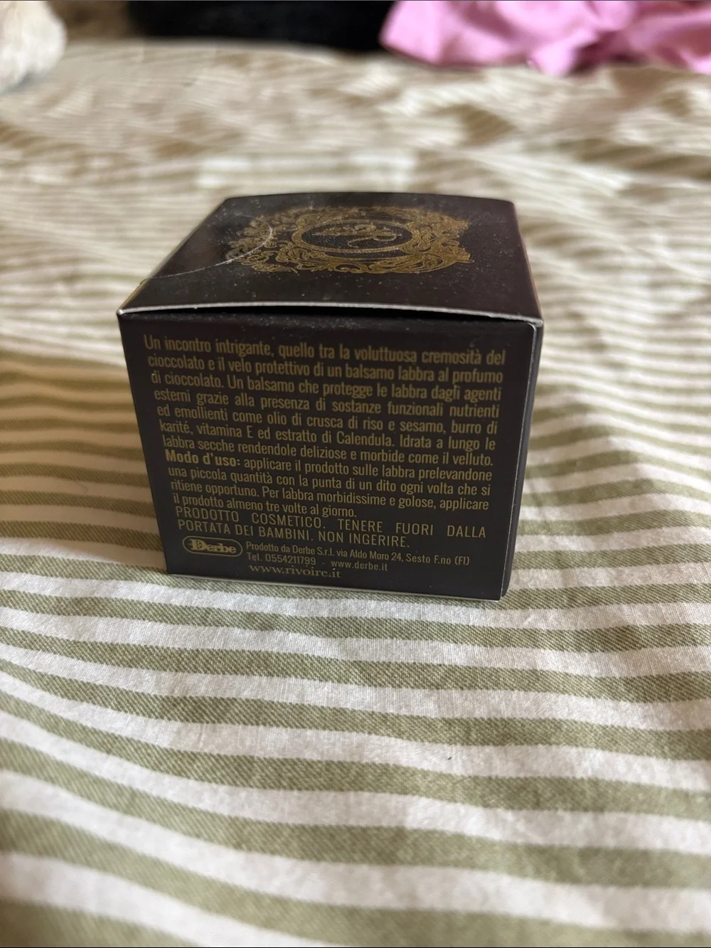 Rivoire Firenze Chocolate Lip Balm in Black & Gold Box
